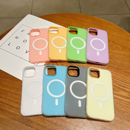 LuxuryKase Magnetic Silicone Candy Case | Mag-Safe Compatible | Slim Protective Case | Lightweight & Flexible | Wireless Charging | Soft Matte Finish For iPhone