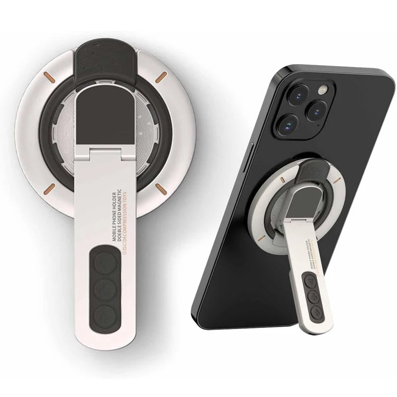 US LITE 360° Magnetic Mobile Stand with Fidget Button Grip | Foldable Kickstand Holder | Adjustable Viewing Angles | Dual Magnet Mount | Soft Silicone Grip Loop for All Smartphones