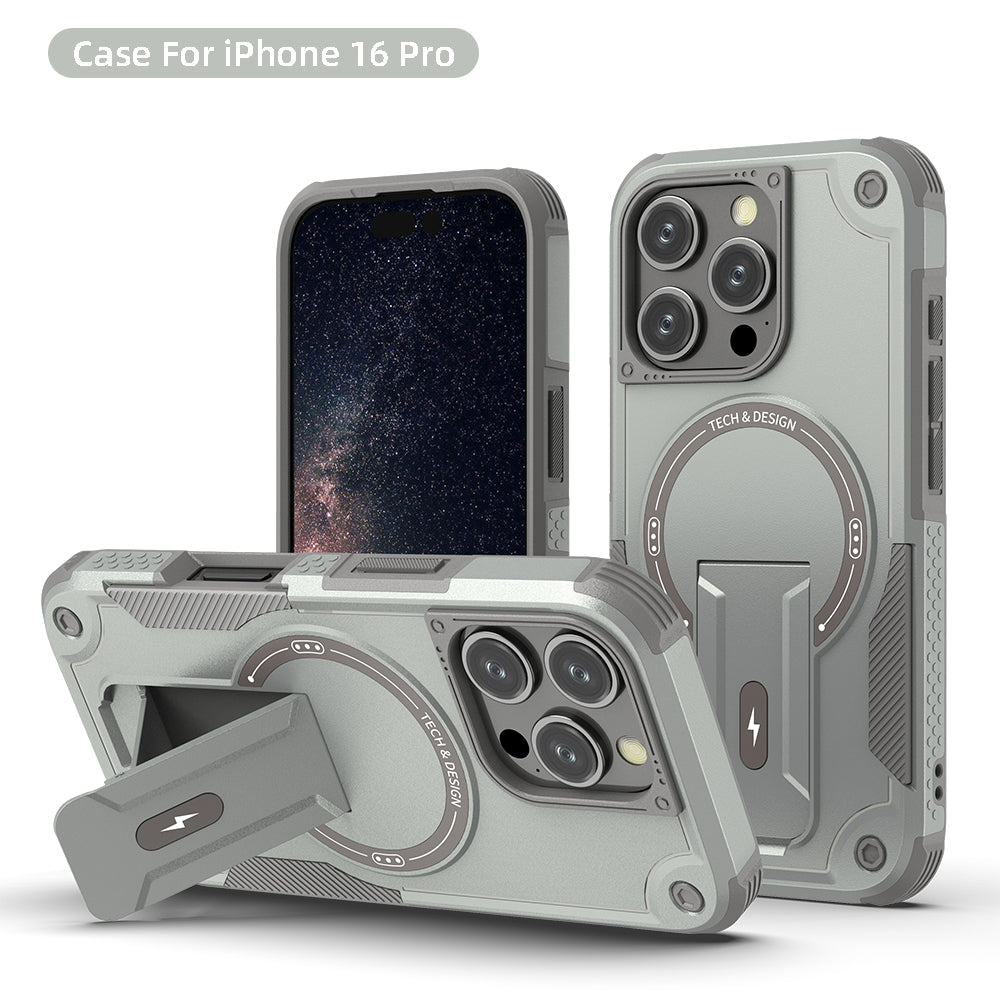 US LITE Back Cover with Portable Kickstand | Mag-Safe Compatible Magnetic Case | Shockproof Military Grade Protection | Rugged Armor Design Phone Cover For iPhone & Samsung Series