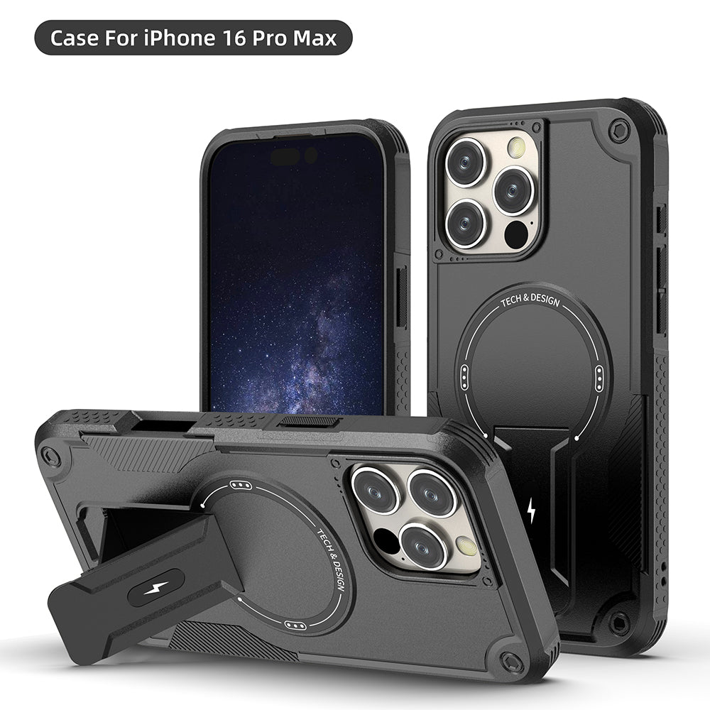 US LITE Back Cover with Portable Kickstand | Mag-Safe Compatible Magnetic Case | Shockproof Military Grade Protection | Rugged Armor Design Phone Cover For iPhone & Samsung Series