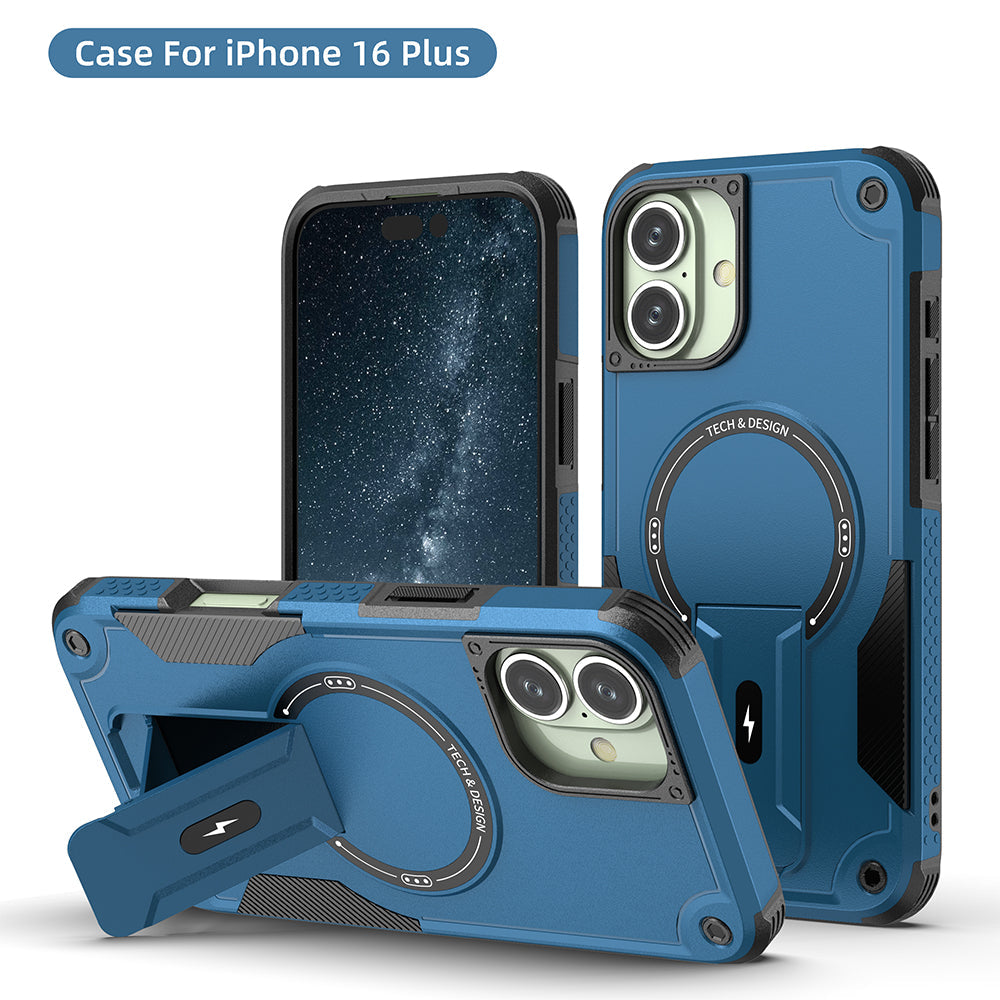 US LITE Back Cover with Portable Kickstand | Mag-Safe Compatible Magnetic Case | Shockproof Military Grade Protection | Rugged Armor Design Phone Cover For iPhone & Samsung Series