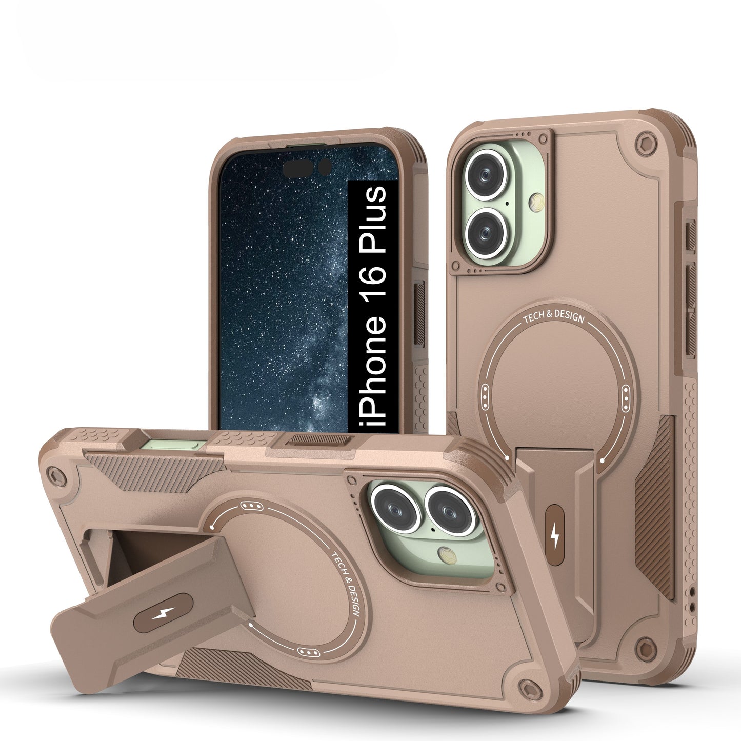 US LITE Back Cover with Portable Kickstand | Mag-Safe Compatible Magnetic Case | Shockproof Military Grade Protection | Rugged Armor Design Phone Cover For iPhone & Samsung Series