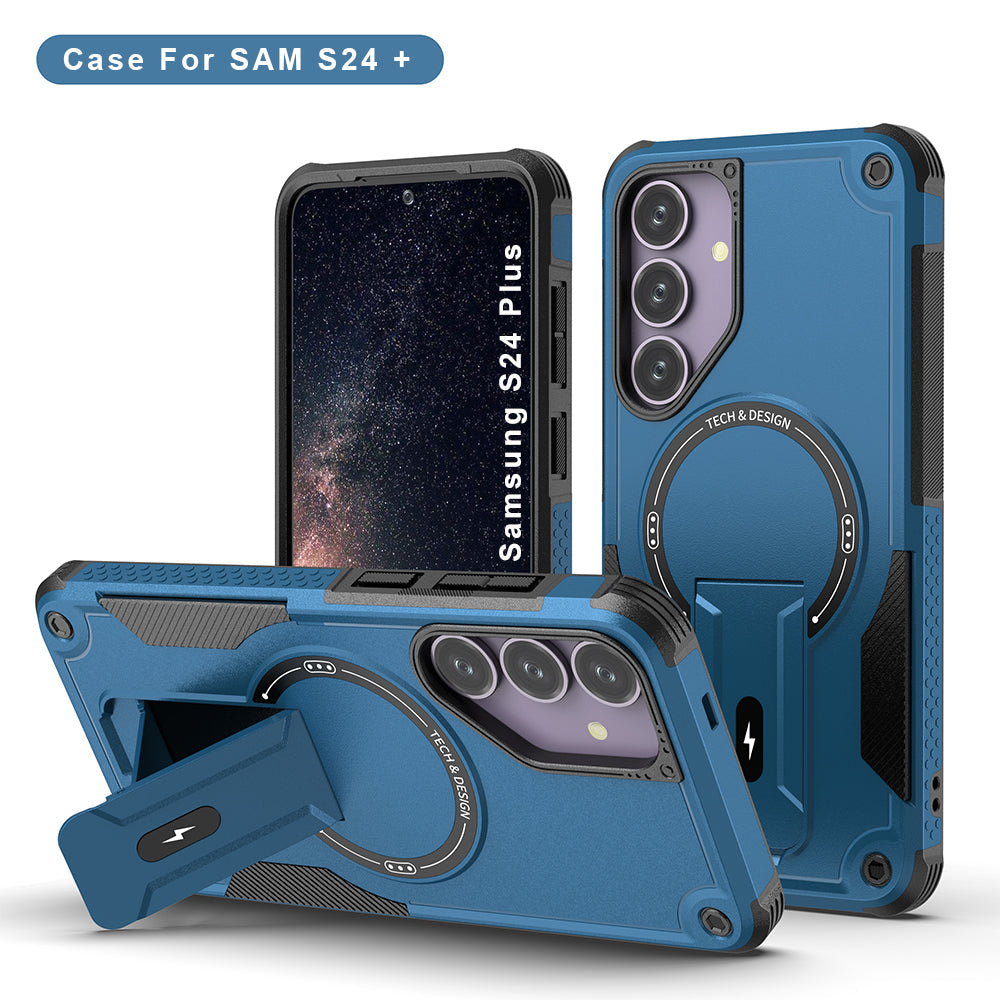 US LITE Back Cover with Portable Kickstand | Mag-Safe Compatible Magnetic Case | Shockproof Military Grade Protection | Rugged Armor Design Phone Cover For iPhone & Samsung Series