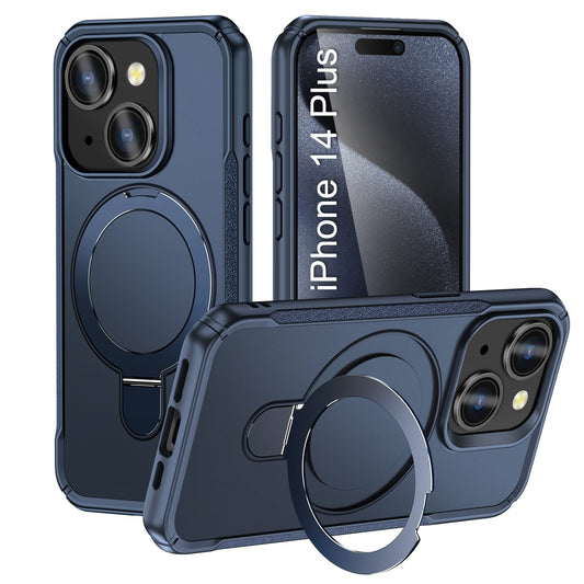 LuxuryKase Shockproof Back Cover with 360Β° Rotating Ring Kickstand | Mag-Safe Compatible | Rugged Armor Protection Case For iPhone Series