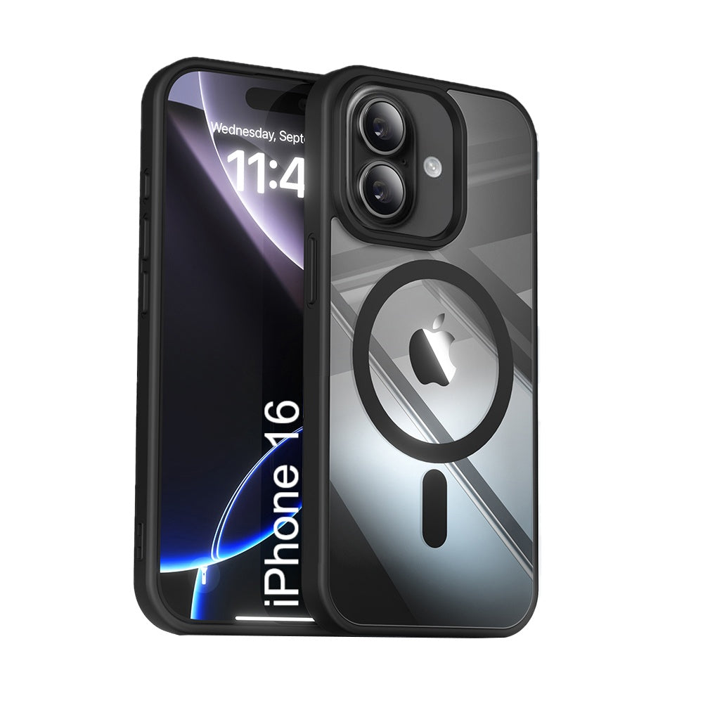 LuxuryKase Mag-Safe Compatible Transparent Back Case with Shockproof Bumper | Raised Camera Protection | Slim Fit Design | Wireless Charging Support For iPhone & Samsung Series