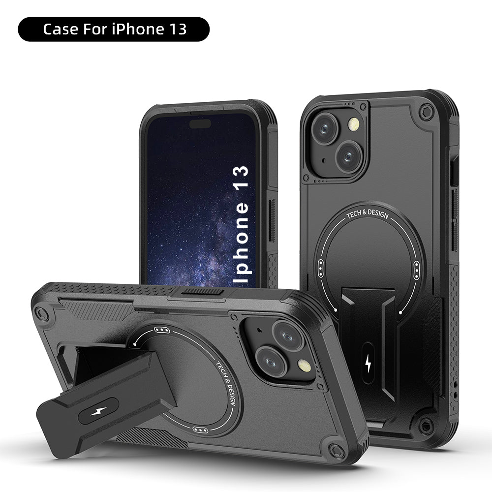 US LITE Back Cover with Portable Kickstand | Mag-Safe Compatible Magnetic Case | Shockproof Military Grade Protection | Rugged Armor Design Phone Cover For iPhone & Samsung Series