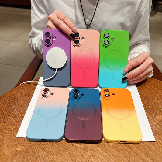 LuxuryKase Gradient Compatible Case for iPhone 16 | Soft Silicone Shockproof Cover with Camera Protection | Slim Lightweight Design | Smooth Touch & Durable