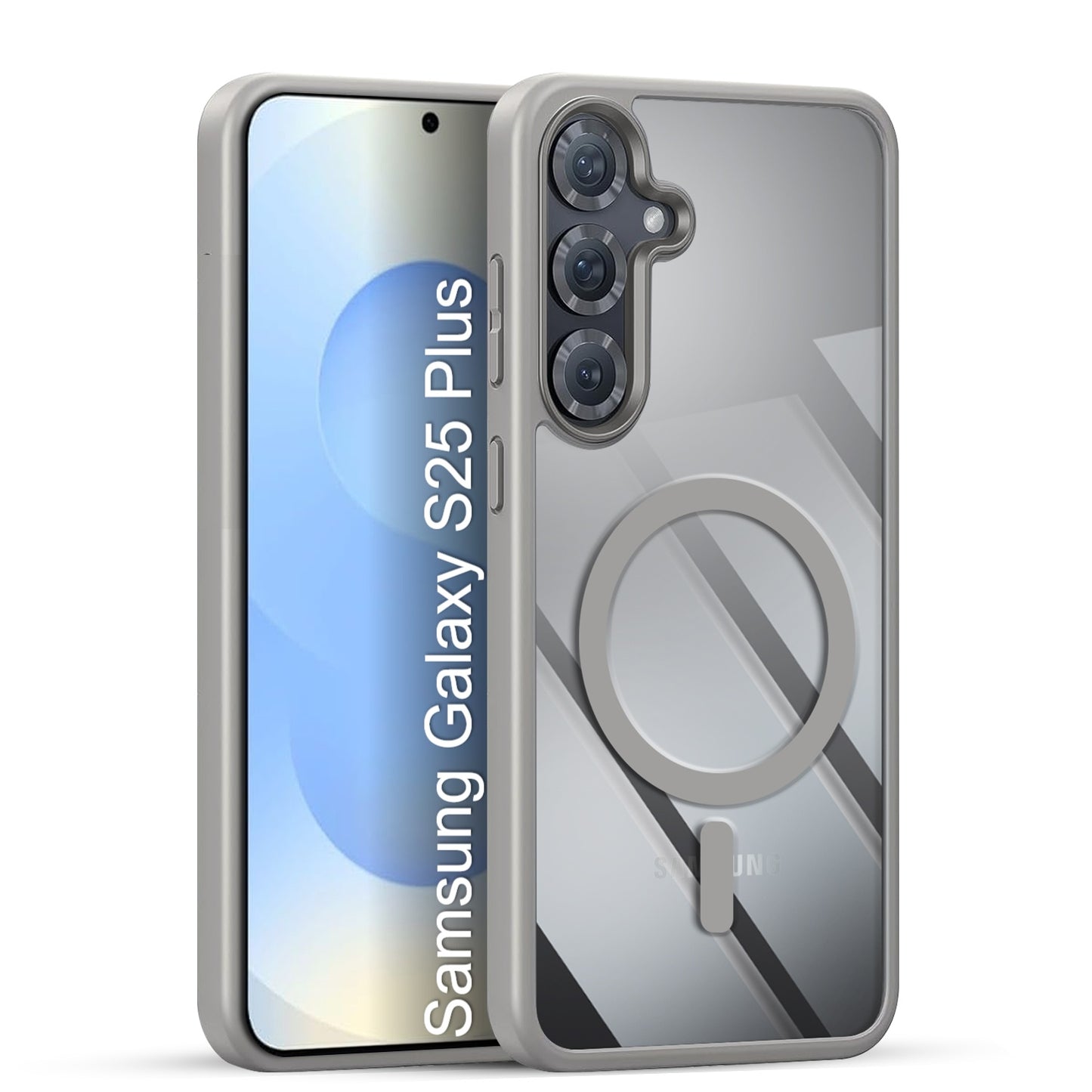 LuxuryKase Mag-Safe Compatible Transparent Back Case with Shockproof Bumper | Raised Camera Protection | Slim Fit Design | Wireless Charging Support For iPhone & Samsung Series