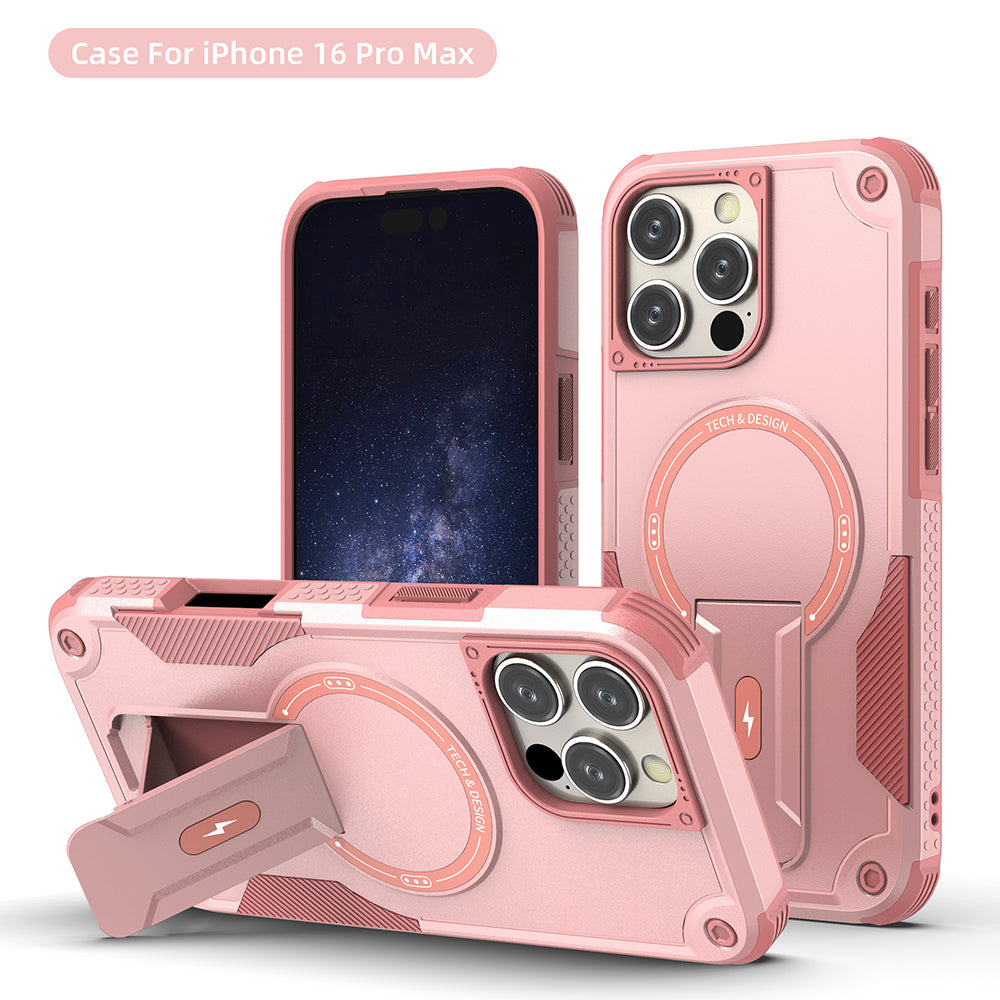 US LITE Back Cover with Portable Kickstand | Mag-Safe Compatible Magnetic Case | Shockproof Military Grade Protection | Rugged Armor Design Phone Cover For iPhone & Samsung Series