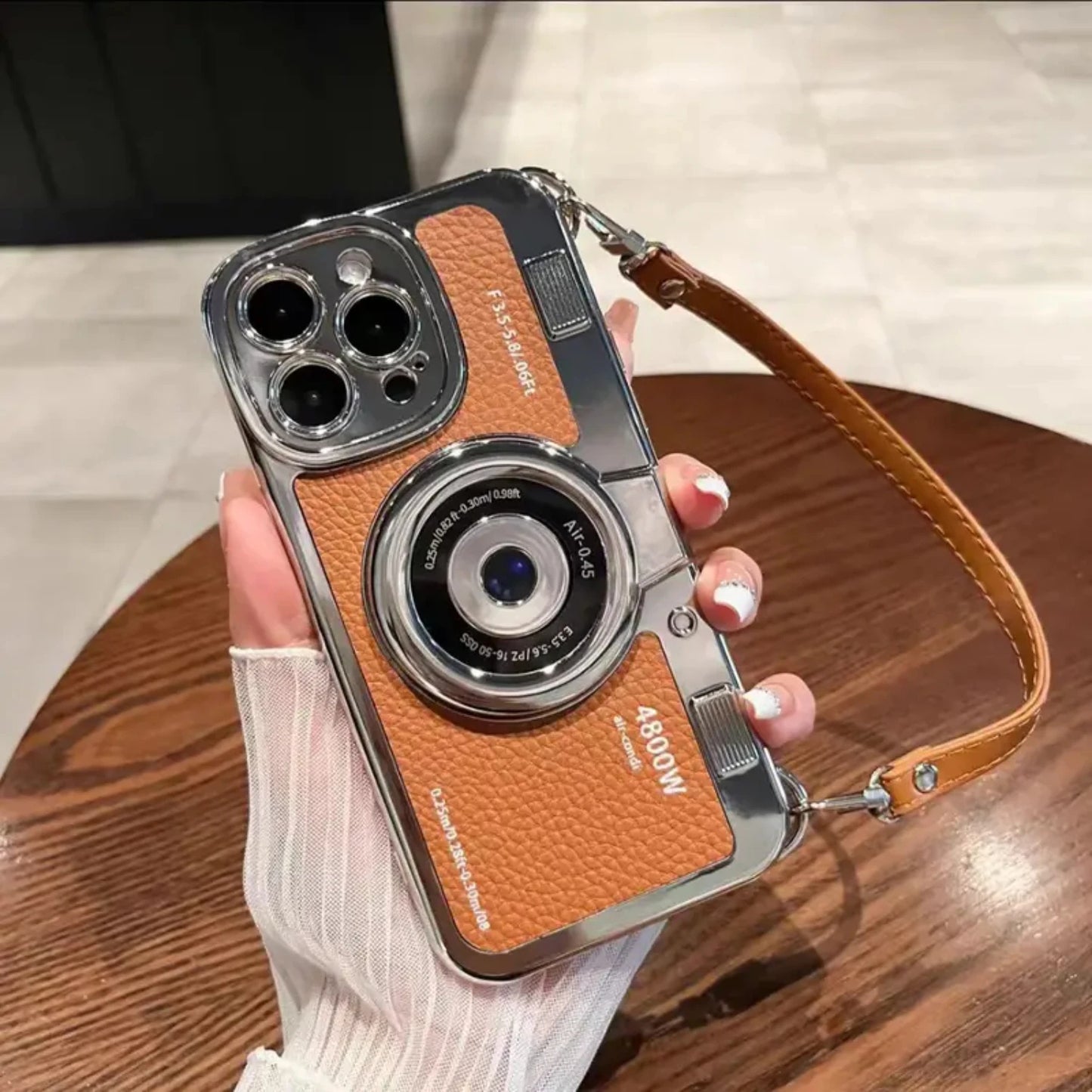 LuxuryKase LK106 3D Japan Korean Leather Pattern Protective Case With Hand Strap Case Cover for iPhone Series