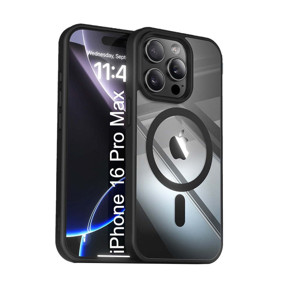 LuxuryKase Mag-Safe Compatible Transparent Back Case with Shockproof Bumper | Raised Camera Protection | Slim Fit Design | Wireless Charging Support For iPhone & Samsung Series