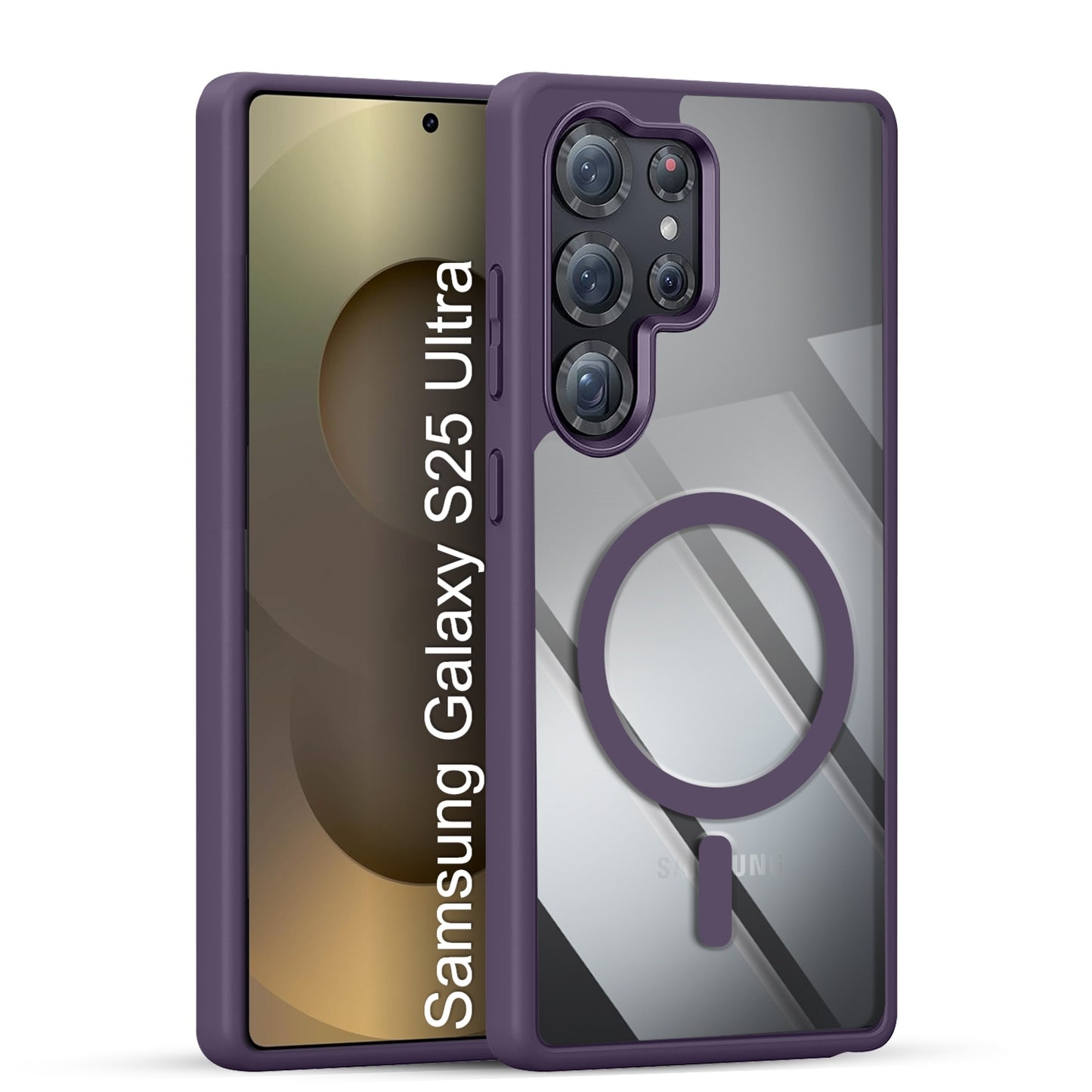 LuxuryKase Mag-Safe Compatible Transparent Back Case with Shockproof Bumper | Raised Camera Protection | Slim Fit Design | Wireless Charging Support For iPhone & Samsung Series