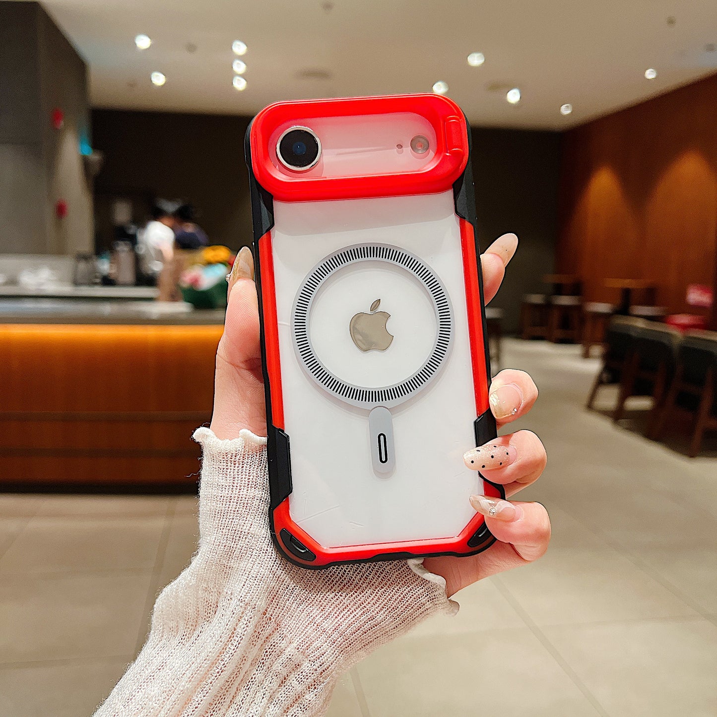 LuxuryKase LK164 Invisible Stand Transparent Magnetic Mag-Safe Wireless Charger Case Cover For iPhone