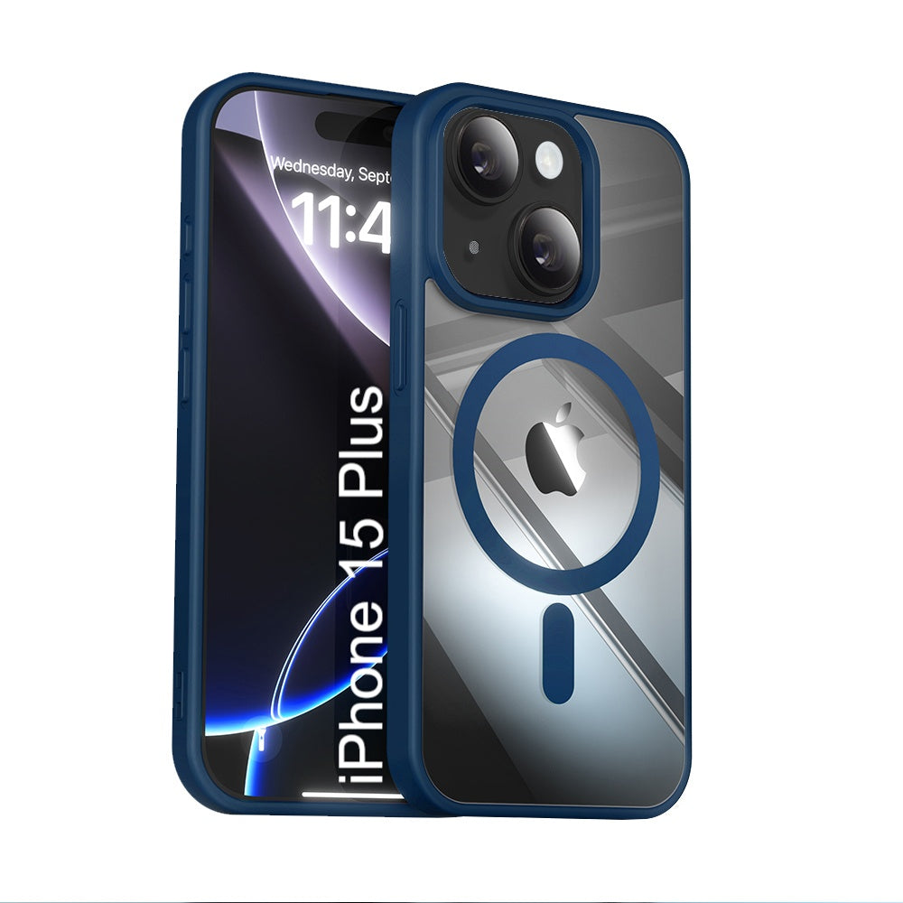 LuxuryKase Mag-Safe Compatible Transparent Back Case with Shockproof Bumper | Raised Camera Protection | Slim Fit Design | Wireless Charging Support For iPhone & Samsung Series