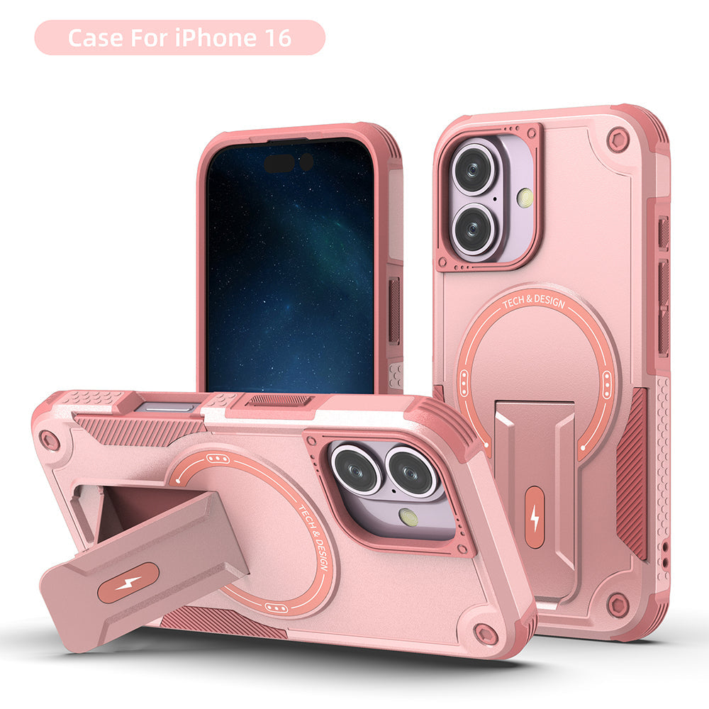 US LITE Back Cover with Portable Kickstand | Mag-Safe Compatible Magnetic Case | Shockproof Military Grade Protection | Rugged Armor Design Phone Cover For iPhone & Samsung Series