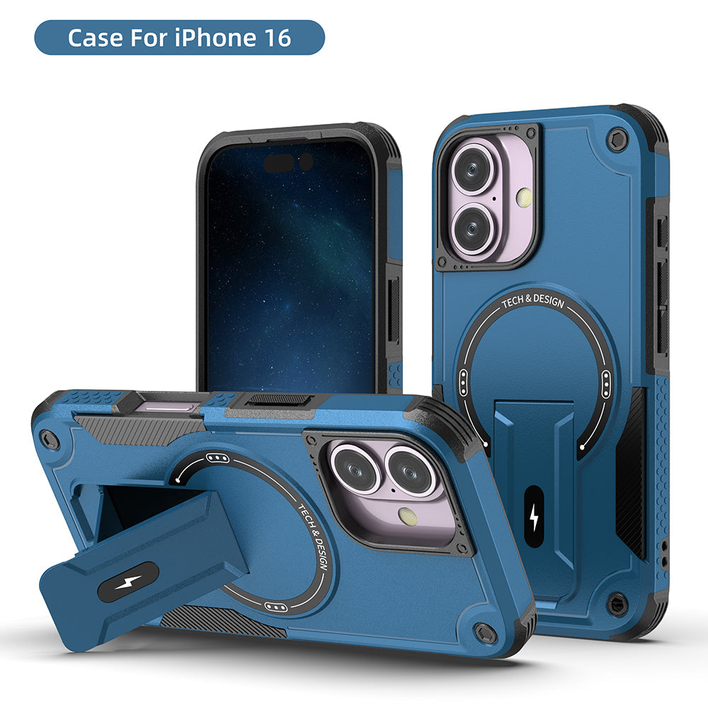 US LITE Back Cover with Portable Kickstand | Mag-Safe Compatible Magnetic Case | Shockproof Military Grade Protection | Rugged Armor Design Phone Cover For iPhone & Samsung Series