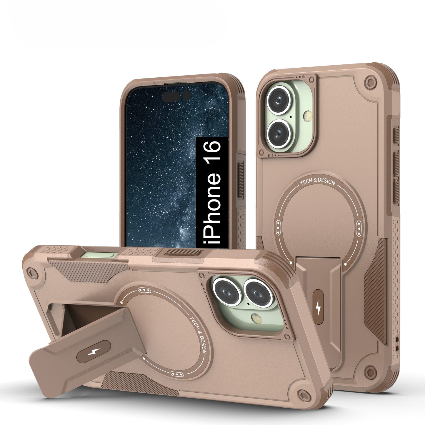 US LITE Back Cover with Portable Kickstand | Mag-Safe Compatible Magnetic Case | Shockproof Military Grade Protection | Rugged Armor Design Phone Cover For iPhone & Samsung Series