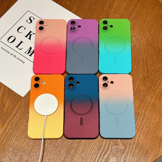 LuxuryKase Gradient Compatible Case for iPhone 16 Plus | Soft Silicone Shockproof Cover with Camera Protection | Slim Lightweight Design | Smooth Touch & Durable