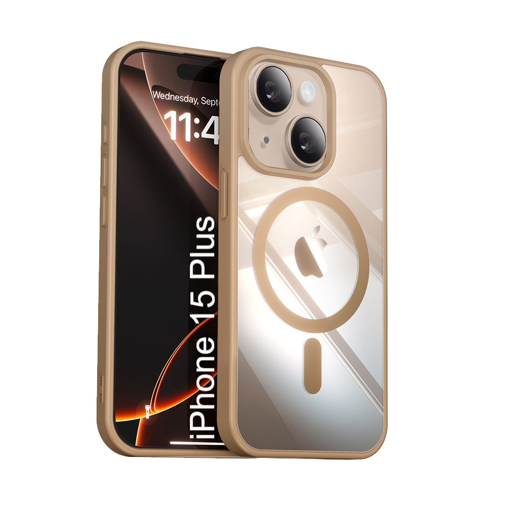 LuxuryKase Mag-Safe Compatible Transparent Back Case with Shockproof Bumper | Raised Camera Protection | Slim Fit Design | Wireless Charging Support For iPhone & Samsung Series
