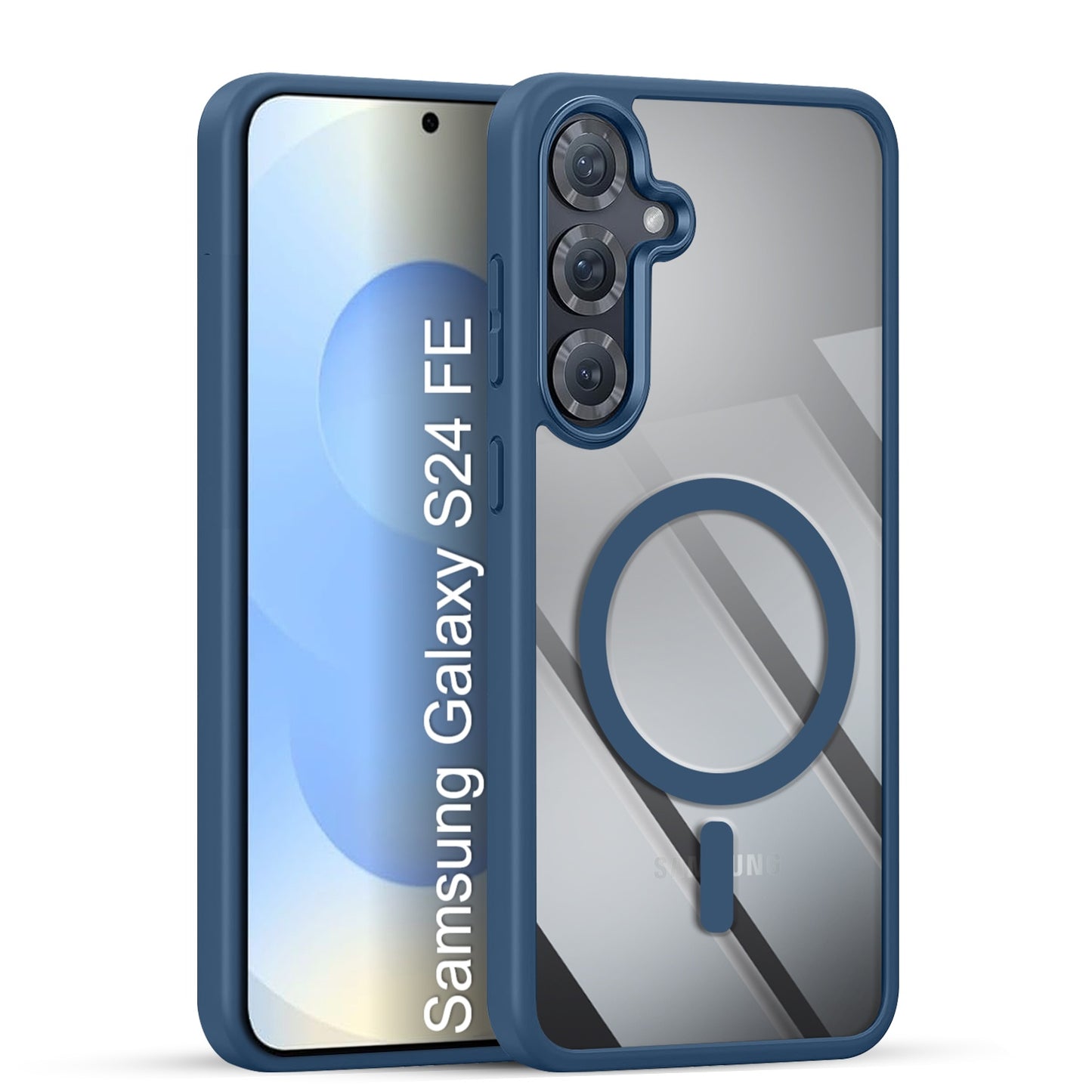 LuxuryKase Mag-Safe Compatible Transparent Back Case with Shockproof Bumper | Raised Camera Protection | Slim Fit Design | Wireless Charging Support For iPhone & Samsung Series