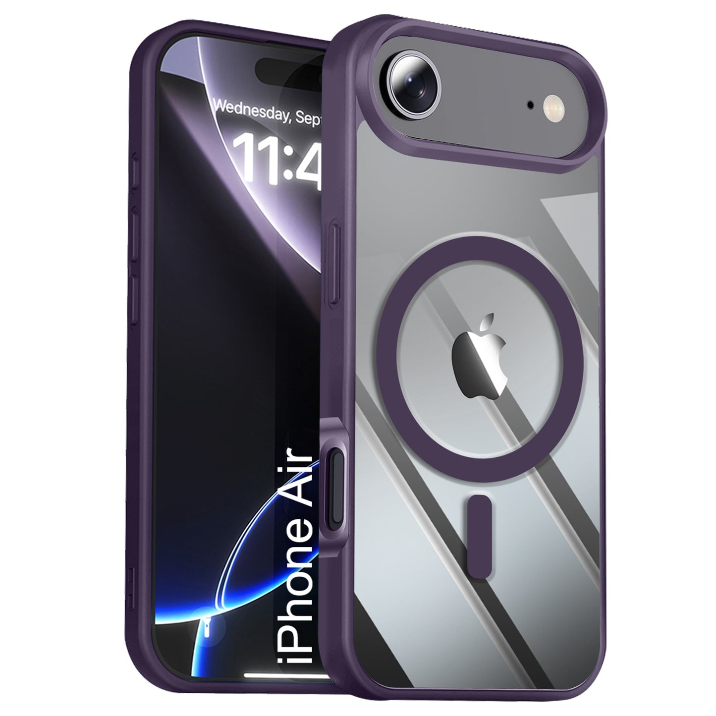 LuxuryKase Mag-Safe Compatible Transparent Back Case with Shockproof Bumper | Raised Camera Protection | Slim Fit Design | Wireless Charging Support For iPhone & Samsung Series