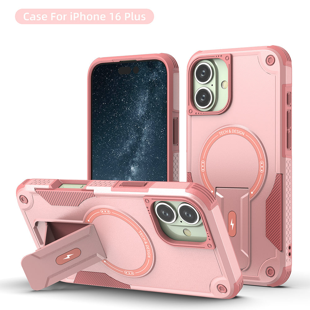 US LITE Back Cover with Portable Kickstand | Mag-Safe Compatible Magnetic Case | Shockproof Military Grade Protection | Rugged Armor Design Phone Cover For iPhone & Samsung Series
