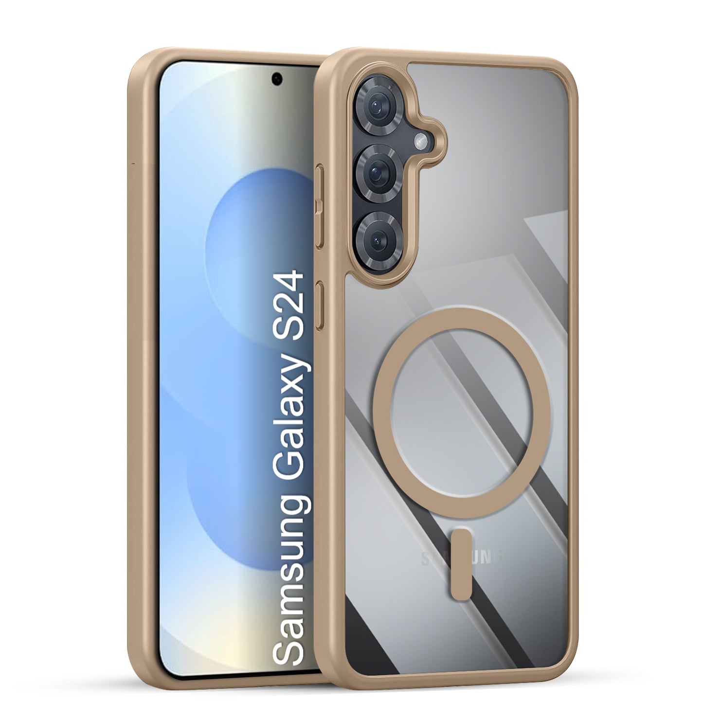 LuxuryKase Mag-Safe Compatible Transparent Back Case with Shockproof Bumper | Raised Camera Protection | Slim Fit Design | Wireless Charging Support For iPhone & Samsung Series