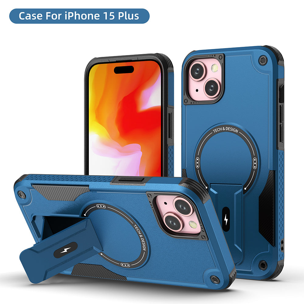 US LITE Back Cover with Portable Kickstand | Mag-Safe Compatible Magnetic Case | Shockproof Military Grade Protection | Rugged Armor Design Phone Cover For iPhone & Samsung Series
