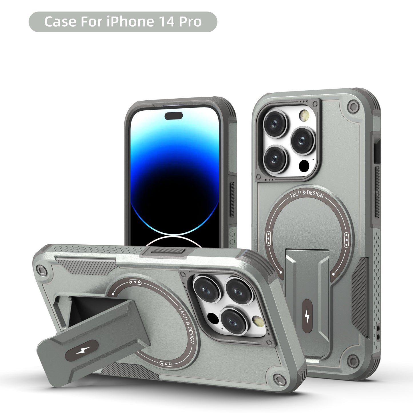 US LITE Back Cover with Portable Kickstand | Mag-Safe Compatible Magnetic Case | Shockproof Military Grade Protection | Rugged Armor Design Phone Cover For iPhone & Samsung Series