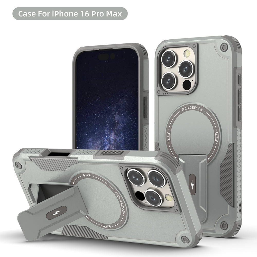 US LITE Back Cover with Portable Kickstand | Mag-Safe Compatible Magnetic Case | Shockproof Military Grade Protection | Rugged Armor Design Phone Cover For iPhone & Samsung Series