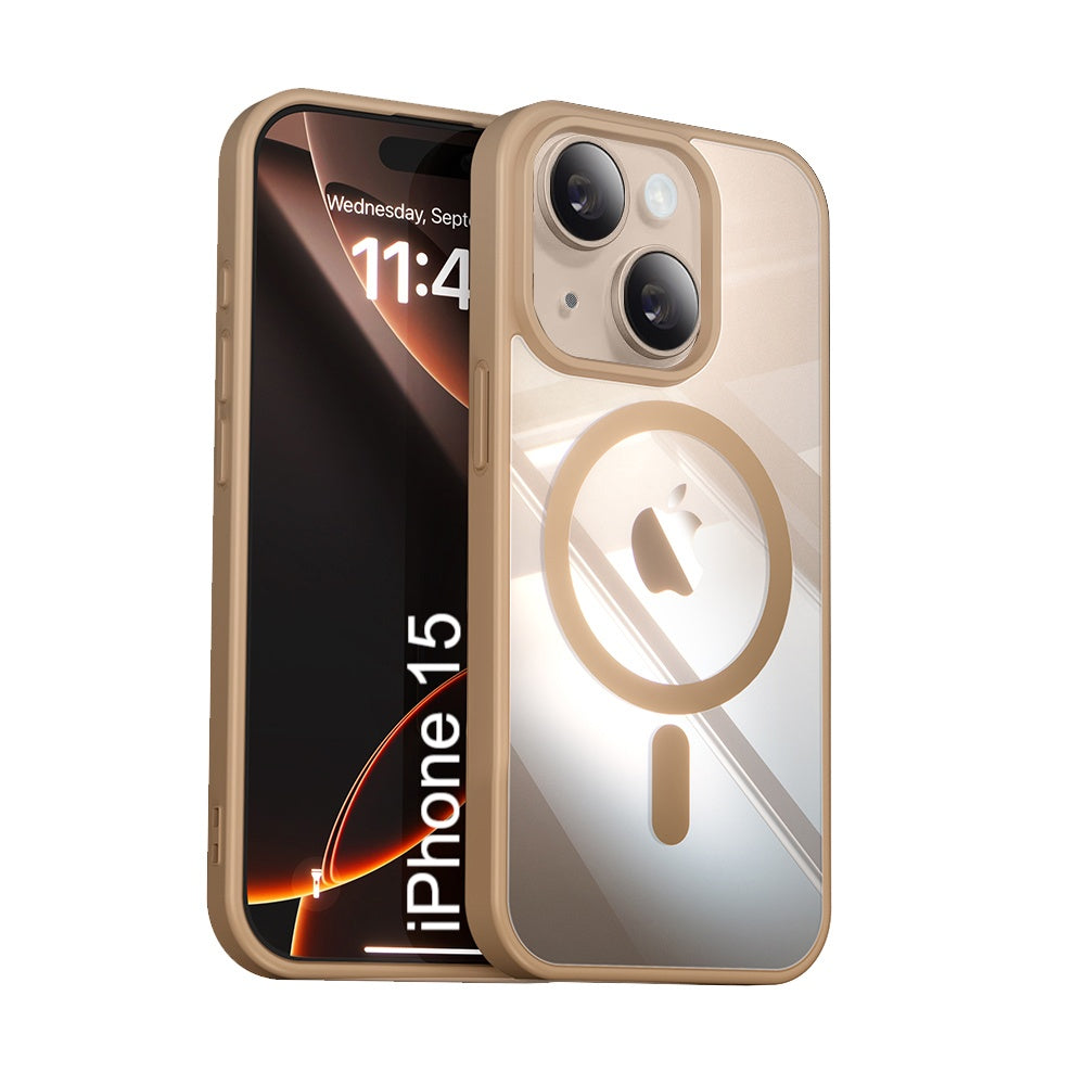 LuxuryKase Mag-Safe Compatible Transparent Back Case with Shockproof Bumper | Raised Camera Protection | Slim Fit Design | Wireless Charging Support For iPhone & Samsung Series