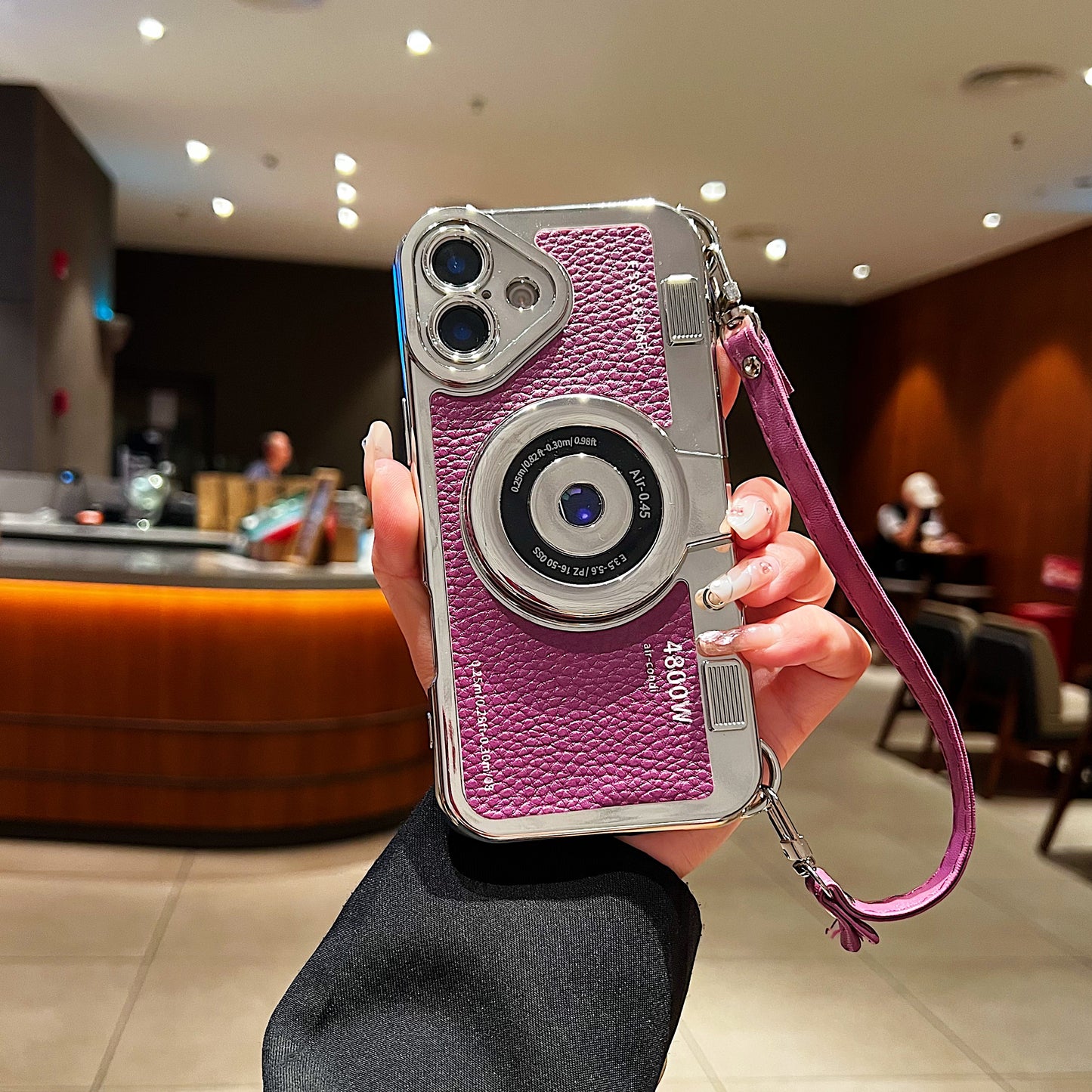 LuxuryKase LK106 3D Japan Korean Leather Pattern Protective Case With Hand Strap Case Cover for iPhone Series