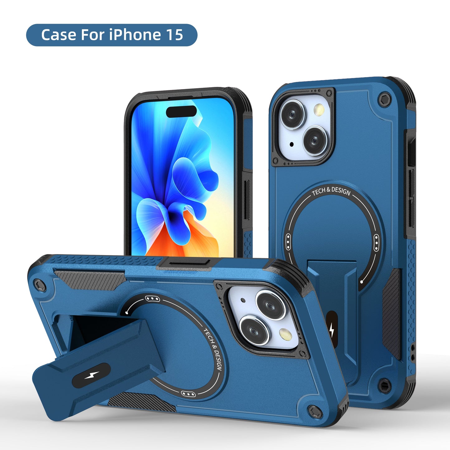 US LITE Back Cover with Portable Kickstand | Mag-Safe Compatible Magnetic Case | Shockproof Military Grade Protection | Rugged Armor Design Phone Cover For iPhone & Samsung Series