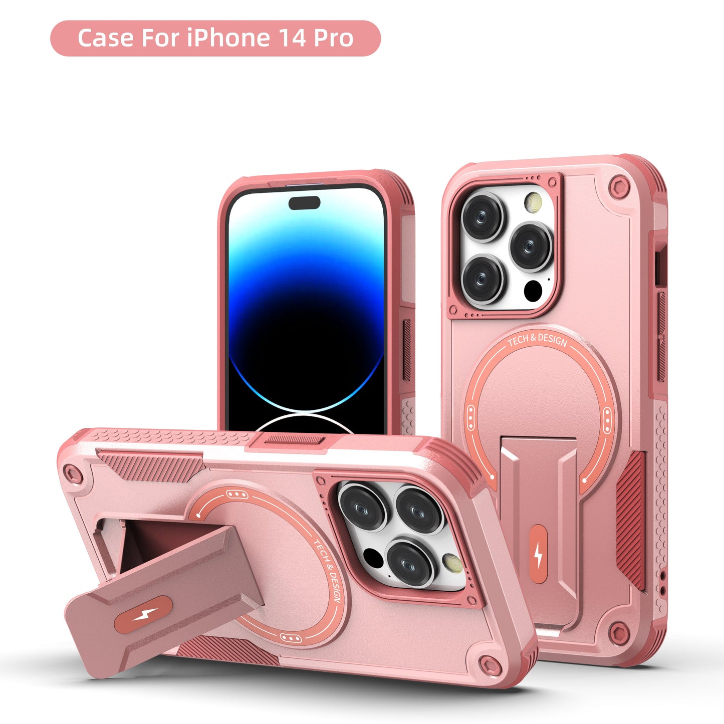 US LITE Back Cover with Portable Kickstand | Mag-Safe Compatible Magnetic Case | Shockproof Military Grade Protection | Rugged Armor Design Phone Cover For iPhone & Samsung Series