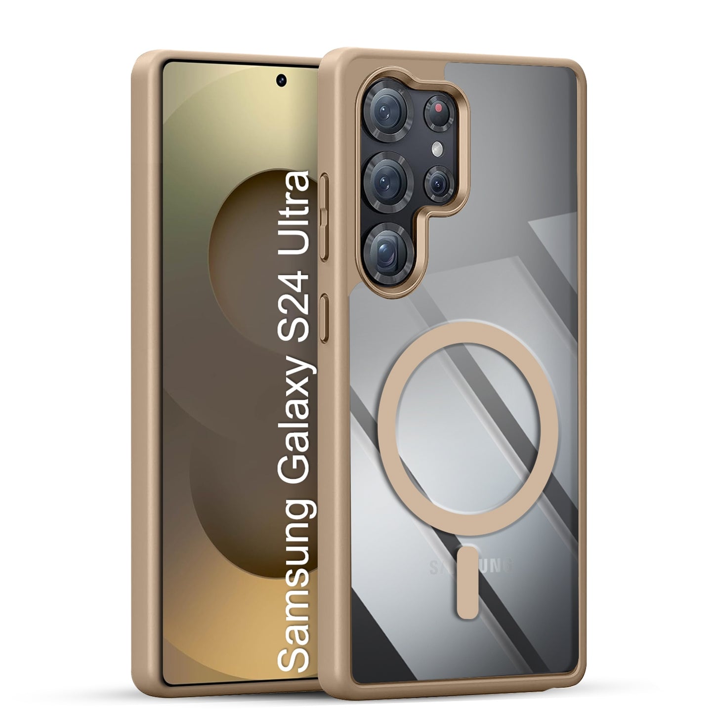 LuxuryKase Mag-Safe Compatible Transparent Back Case with Shockproof Bumper | Raised Camera Protection | Slim Fit Design | Wireless Charging Support For iPhone & Samsung Series