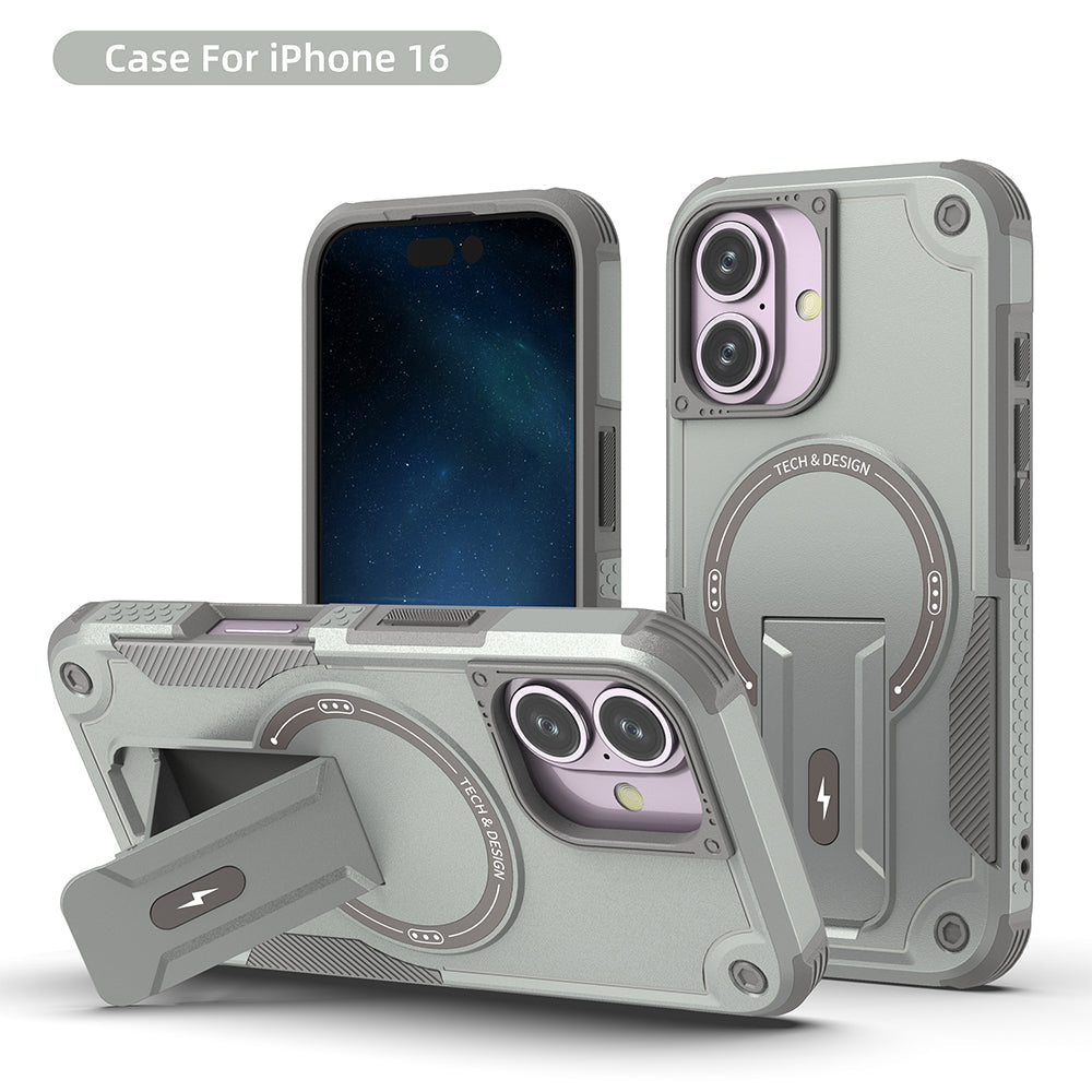 US LITE Back Cover with Portable Kickstand | Mag-Safe Compatible Magnetic Case | Shockproof Military Grade Protection | Rugged Armor Design Phone Cover For iPhone & Samsung Series