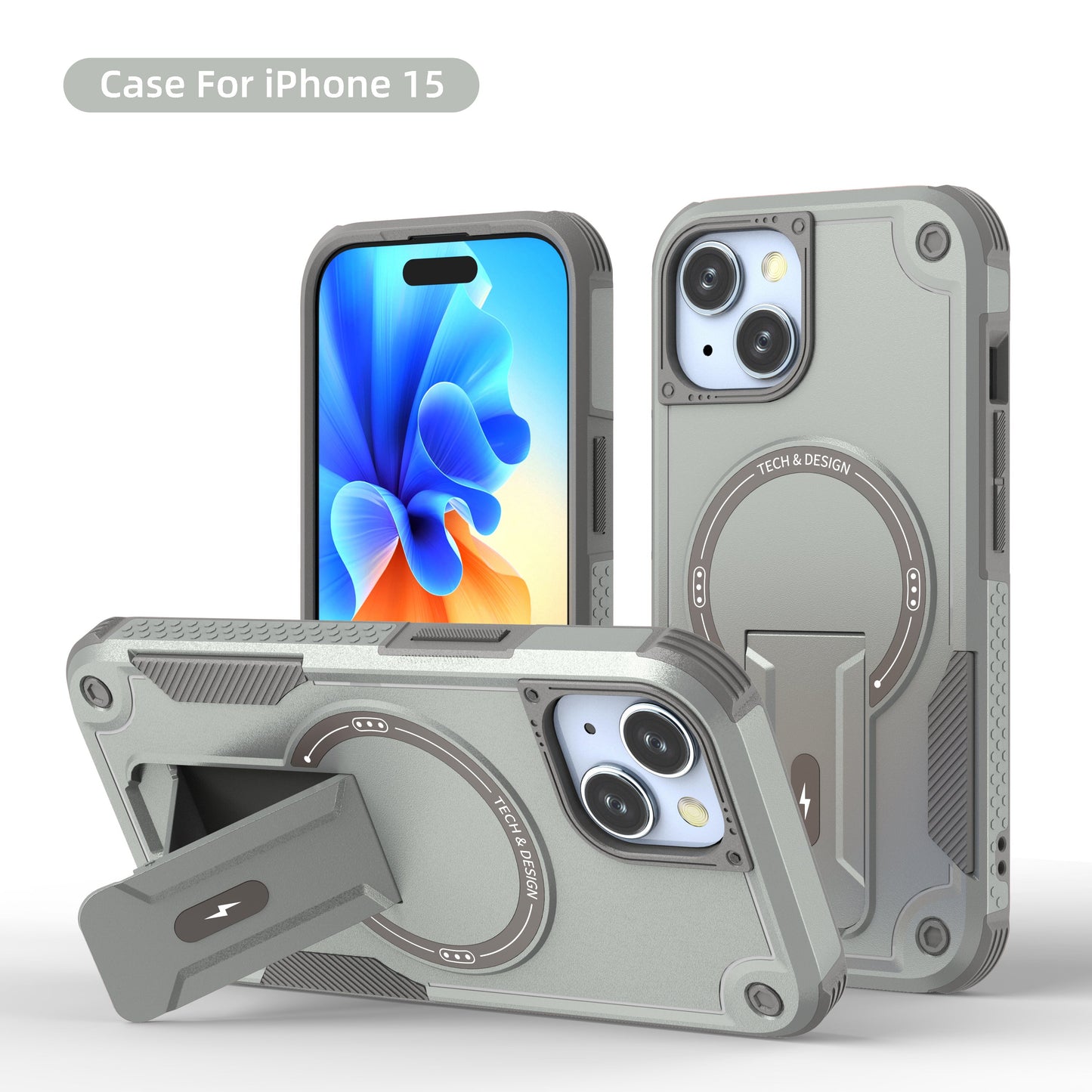 US LITE Back Cover with Portable Kickstand | Mag-Safe Compatible Magnetic Case | Shockproof Military Grade Protection | Rugged Armor Design Phone Cover For iPhone & Samsung Series