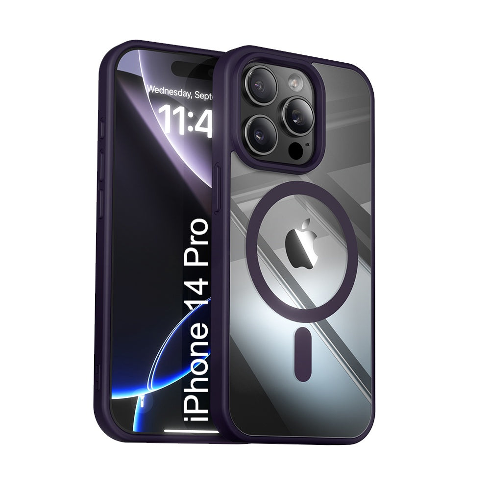 LuxuryKase Mag-Safe Compatible Transparent Back Case with Shockproof Bumper | Raised Camera Protection | Slim Fit Design | Wireless Charging Support For iPhone & Samsung Series