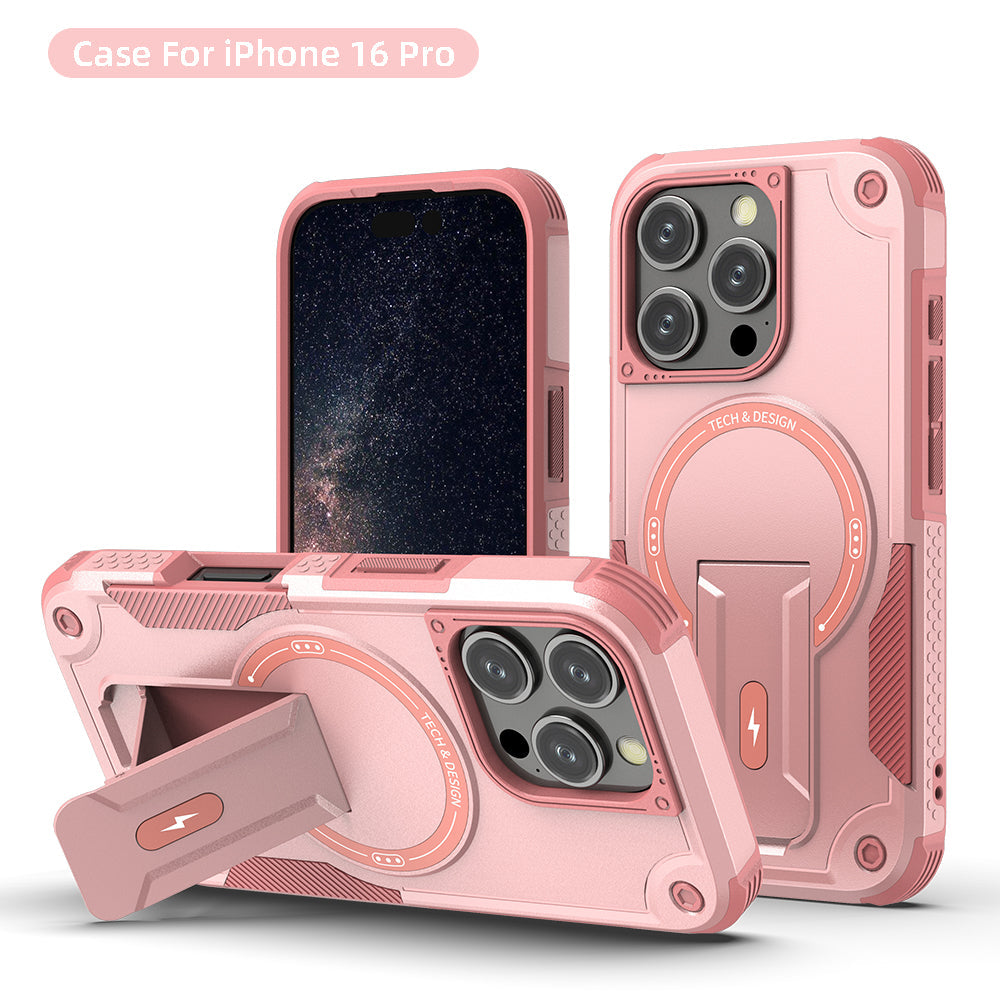 US LITE Back Cover with Portable Kickstand | Mag-Safe Compatible Magnetic Case | Shockproof Military Grade Protection | Rugged Armor Design Phone Cover For iPhone & Samsung Series