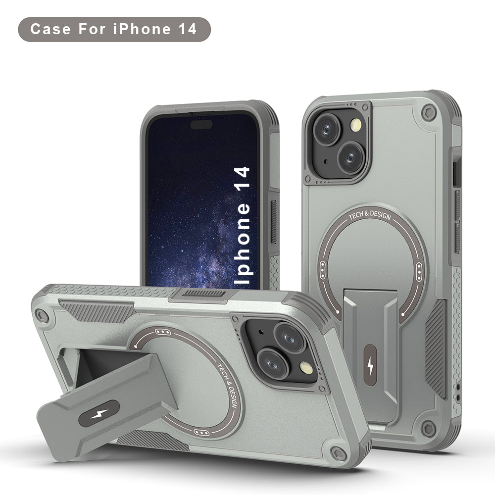 US LITE Back Cover with Portable Kickstand | Mag-Safe Compatible Magnetic Case | Shockproof Military Grade Protection | Rugged Armor Design Phone Cover For iPhone & Samsung Series