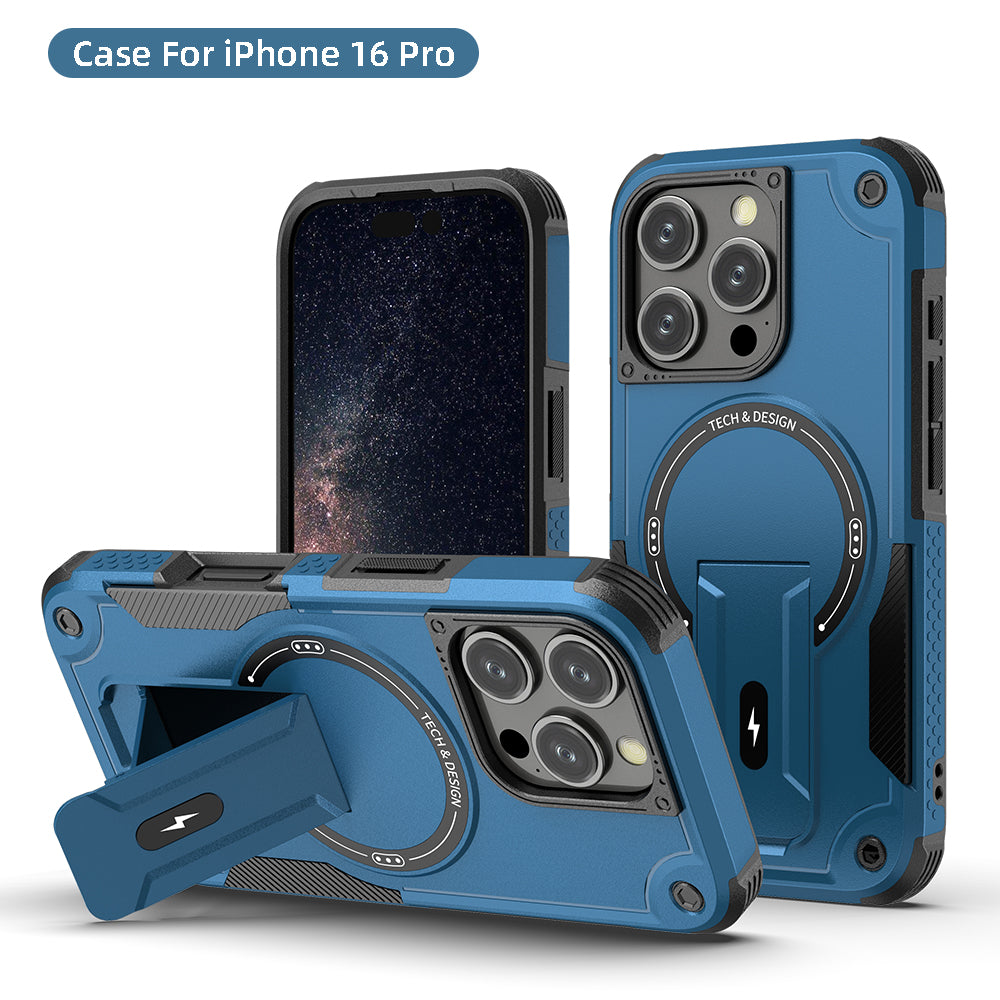 US LITE Back Cover with Portable Kickstand | Mag-Safe Compatible Magnetic Case | Shockproof Military Grade Protection | Rugged Armor Design Phone Cover For iPhone & Samsung Series