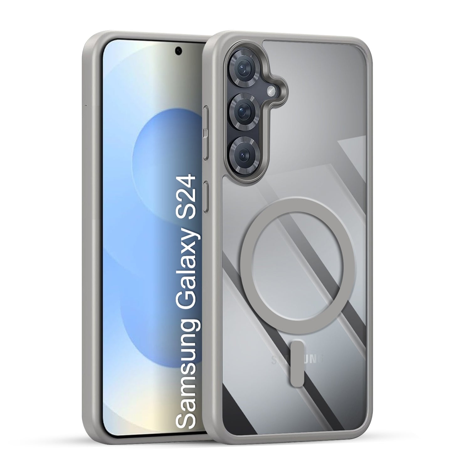 LuxuryKase Mag-Safe Compatible Transparent Back Case with Shockproof Bumper | Raised Camera Protection | Slim Fit Design | Wireless Charging Support For iPhone & Samsung Series