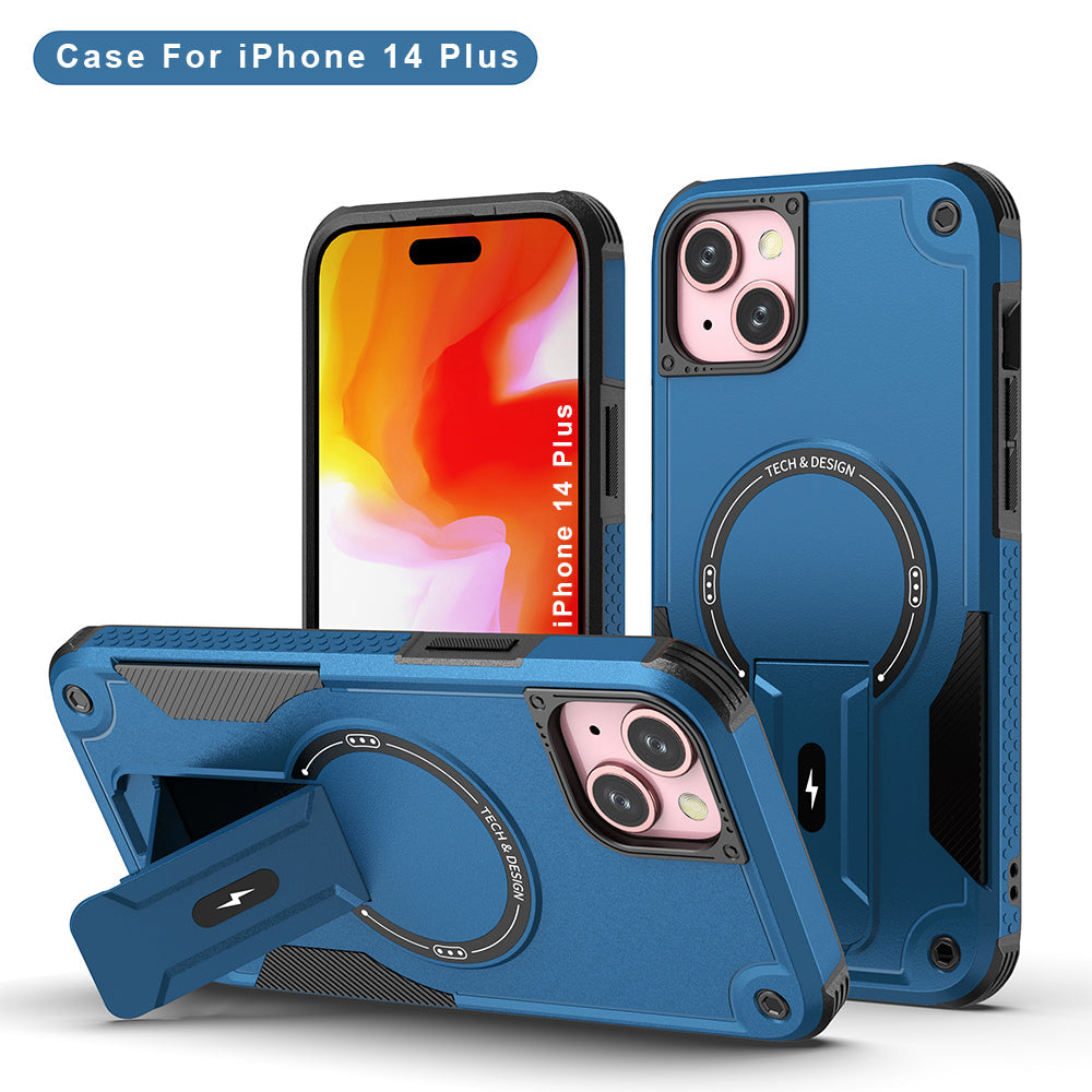 US LITE Back Cover with Portable Kickstand | Mag-Safe Compatible Magnetic Case | Shockproof Military Grade Protection | Rugged Armor Design Phone Cover For iPhone & Samsung Series