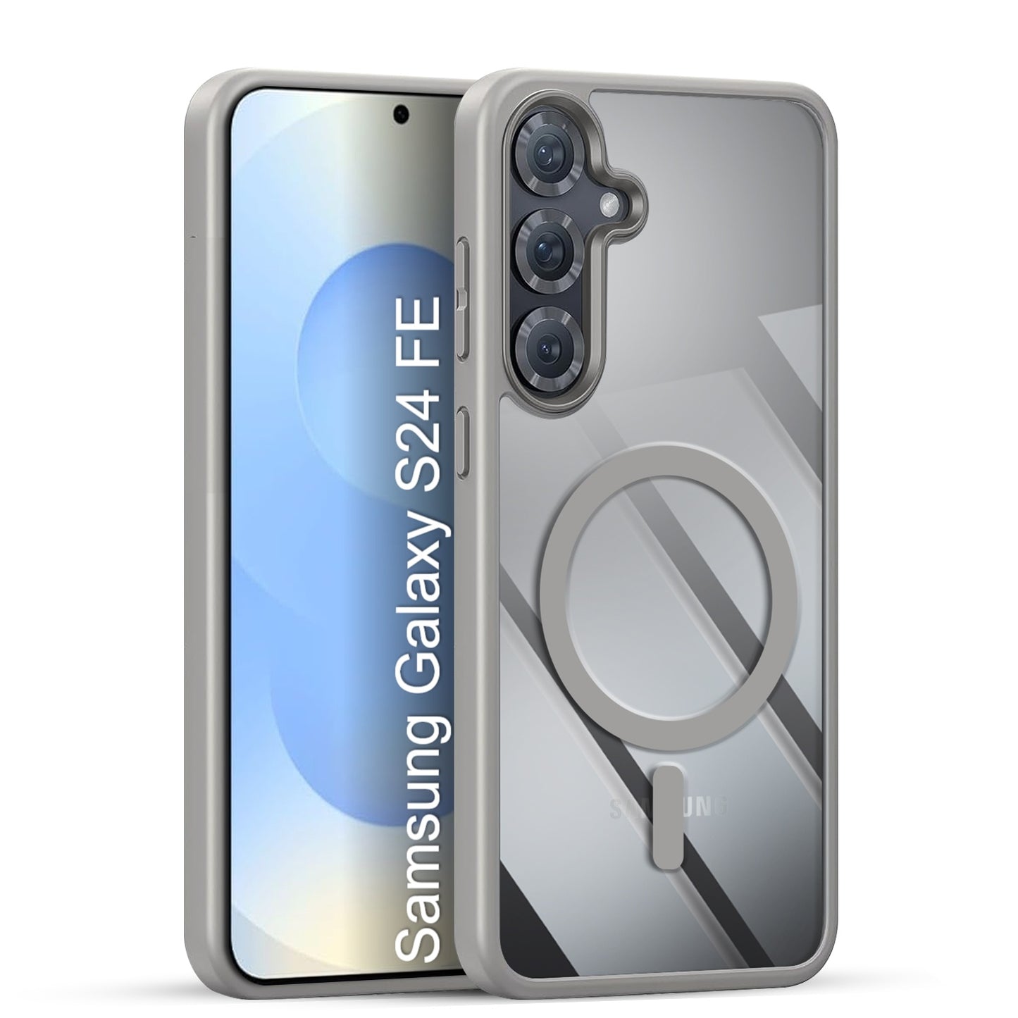 LuxuryKase Mag-Safe Compatible Transparent Back Case with Shockproof Bumper | Raised Camera Protection | Slim Fit Design | Wireless Charging Support For iPhone & Samsung Series