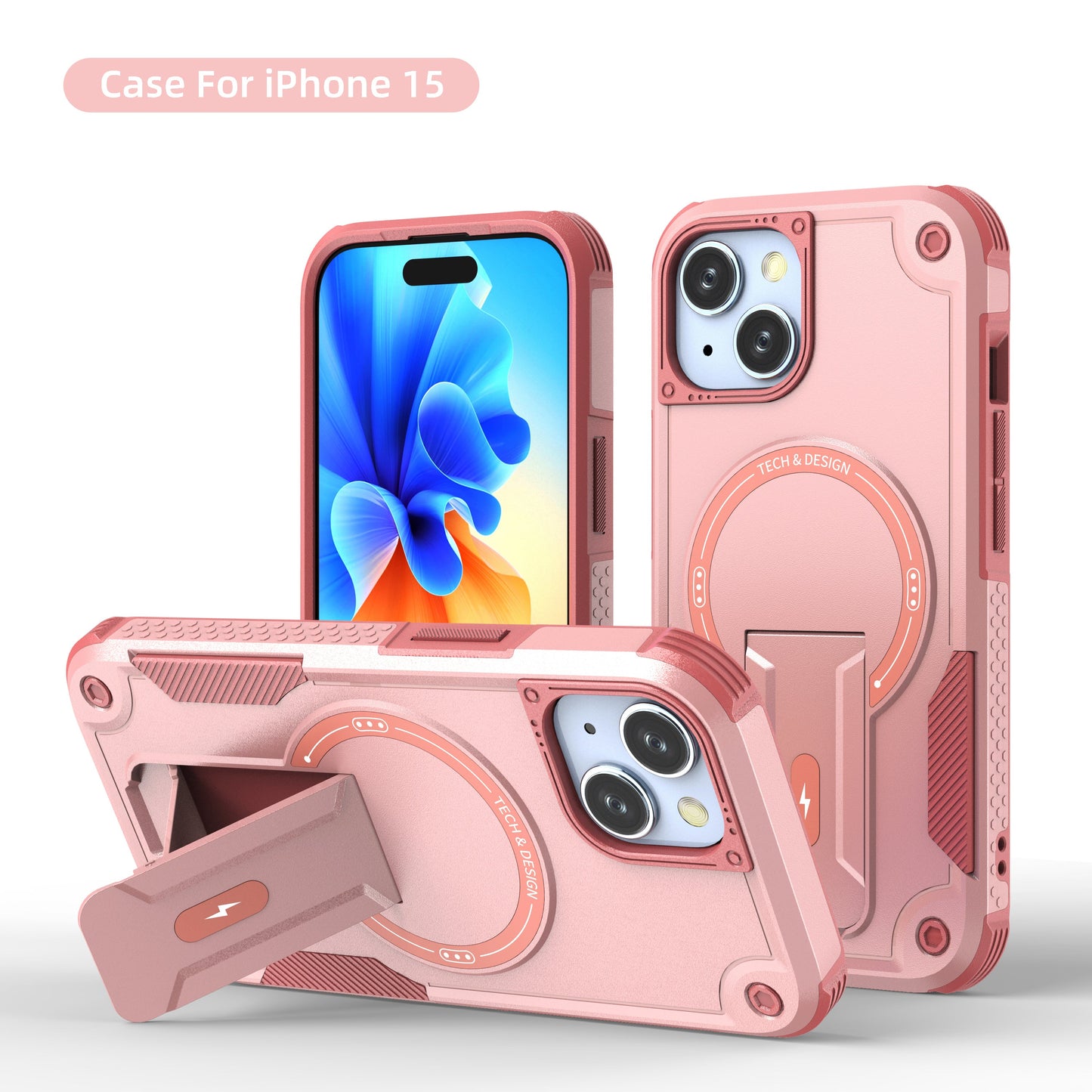 US LITE Back Cover with Portable Kickstand | Mag-Safe Compatible Magnetic Case | Shockproof Military Grade Protection | Rugged Armor Design Phone Cover For iPhone & Samsung Series