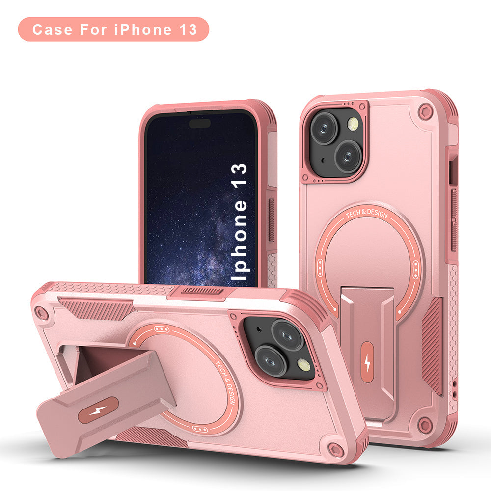 US LITE Back Cover with Portable Kickstand | Mag-Safe Compatible Magnetic Case | Shockproof Military Grade Protection | Rugged Armor Design Phone Cover For iPhone & Samsung Series
