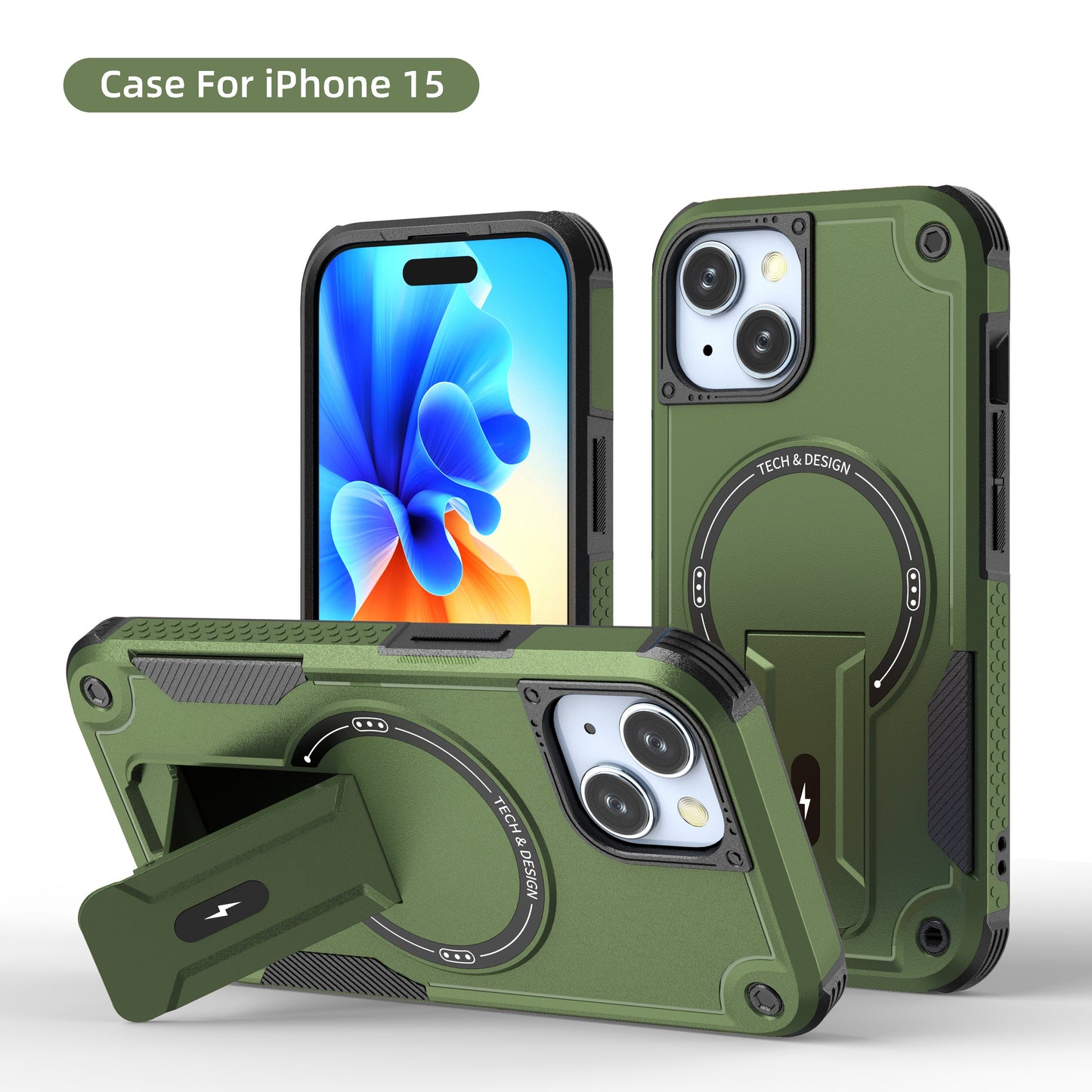 US LITE Back Cover with Portable Kickstand | Mag-Safe Compatible Magnetic Case | Shockproof Military Grade Protection | Rugged Armor Design Phone Cover For iPhone & Samsung Series