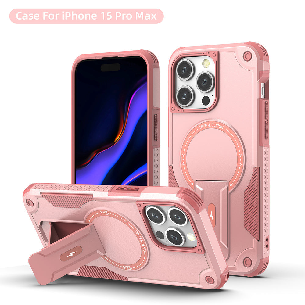 US LITE Back Cover with Portable Kickstand | Mag-Safe Compatible Magnetic Case | Shockproof Military Grade Protection | Rugged Armor Design Phone Cover For iPhone & Samsung Series