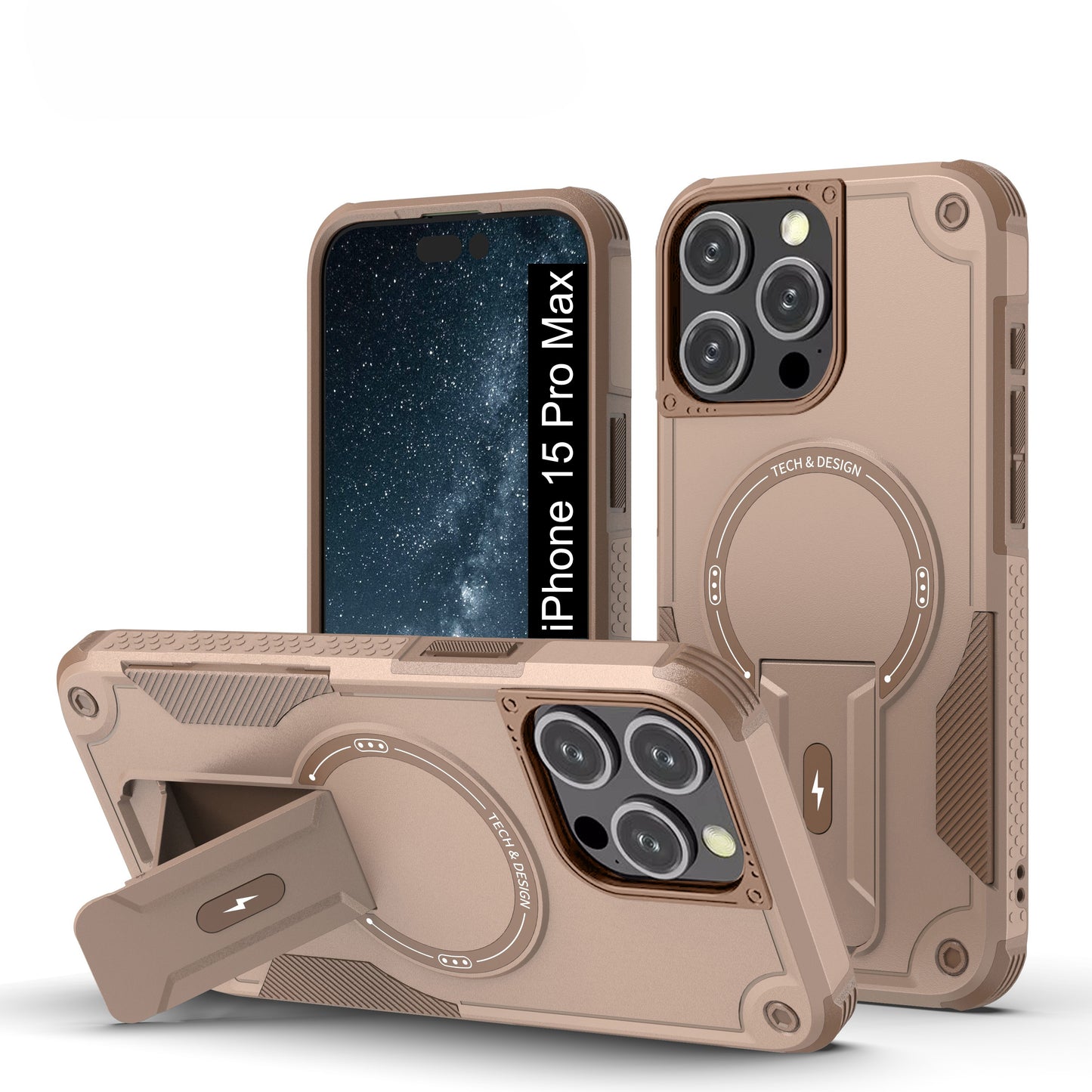 US LITE Back Cover with Portable Kickstand | Mag-Safe Compatible Magnetic Case | Shockproof Military Grade Protection | Rugged Armor Design Phone Cover For iPhone & Samsung Series