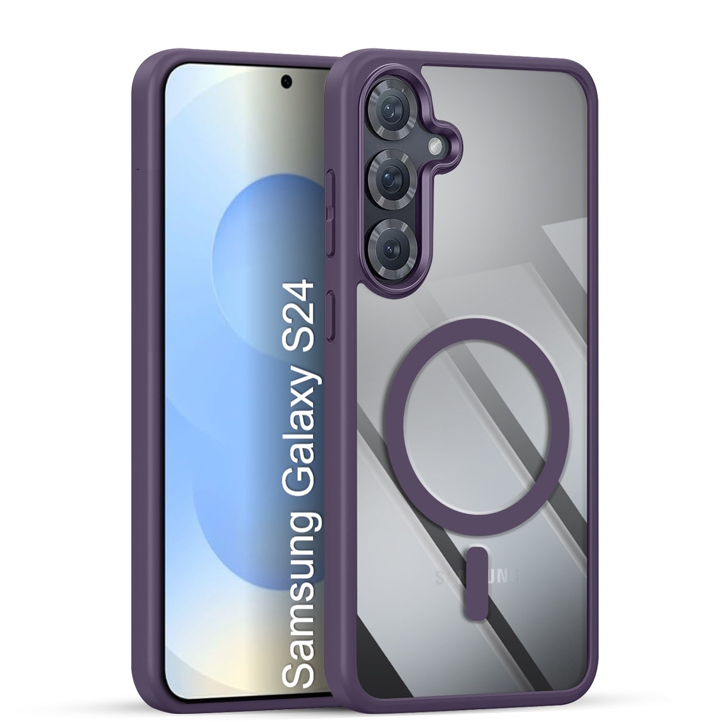 LuxuryKase Mag-Safe Compatible Transparent Back Case with Shockproof Bumper | Raised Camera Protection | Slim Fit Design | Wireless Charging Support For iPhone & Samsung Series